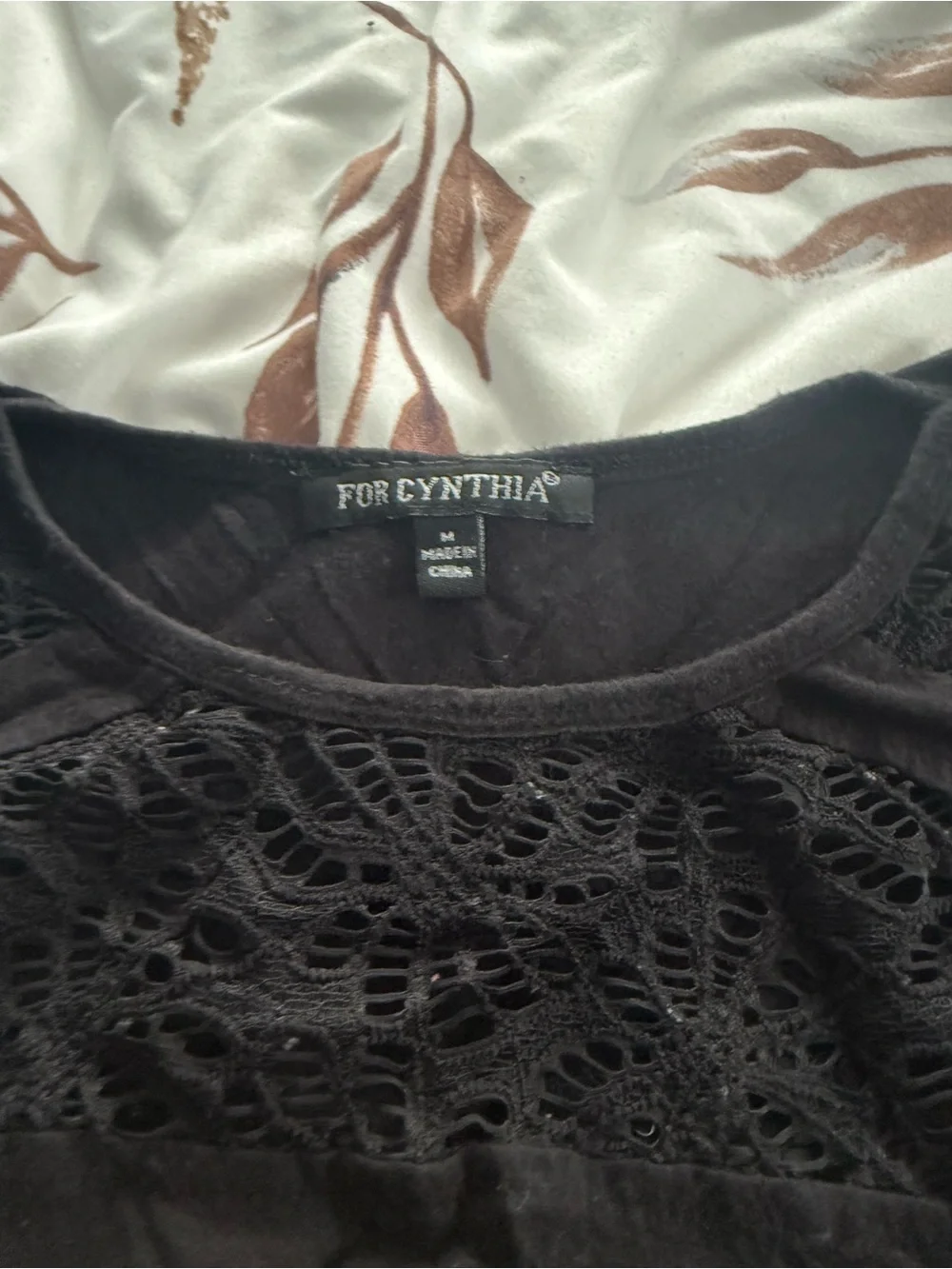 For Cynthia Black Crochet-Front Knit Top
